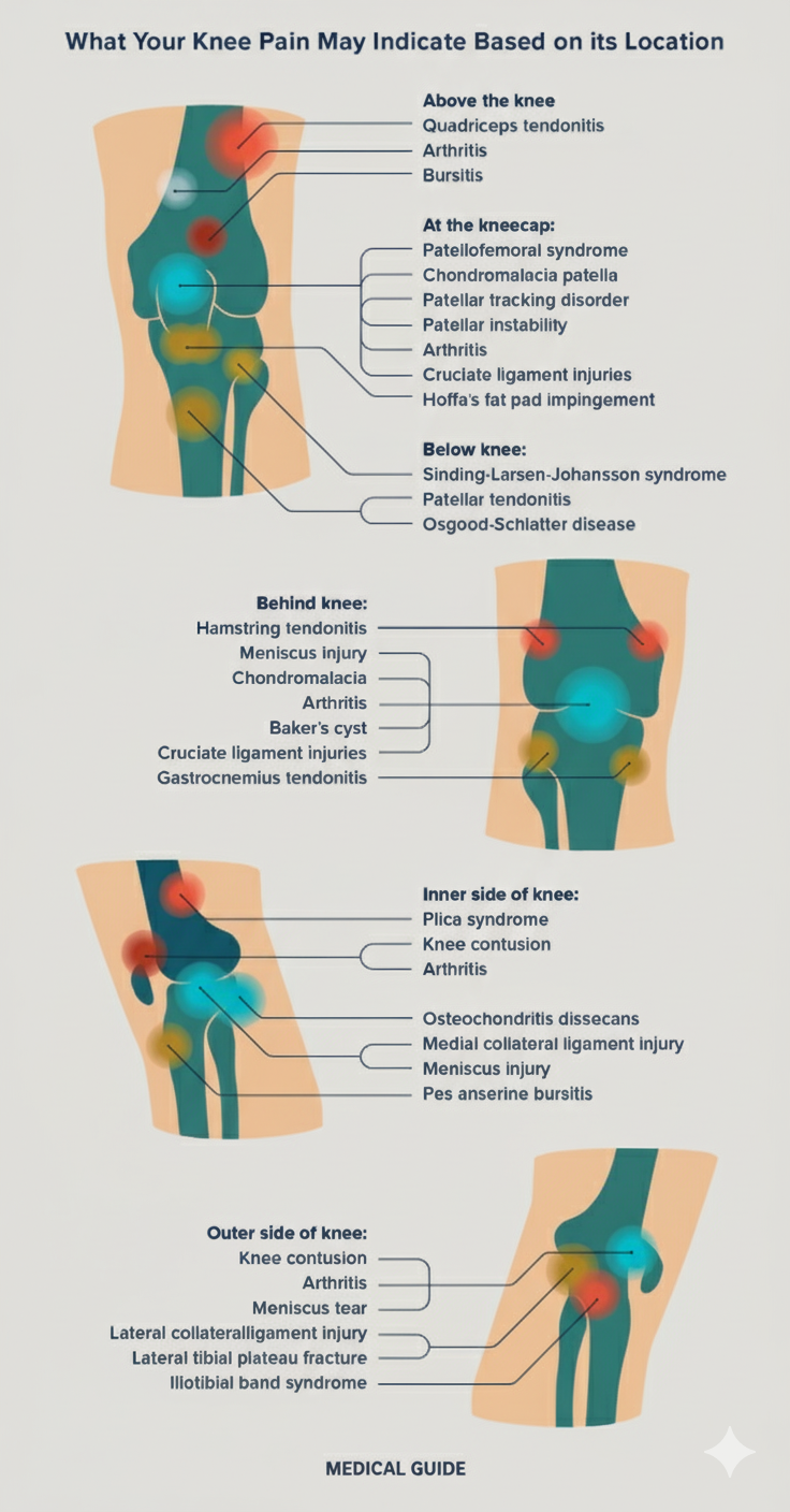 Knee Pain Location Chart - Dr Rik Kundra