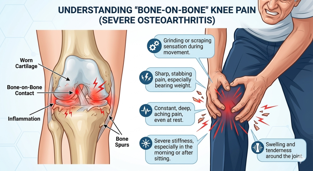 what does bone on bone knee pain feel like
